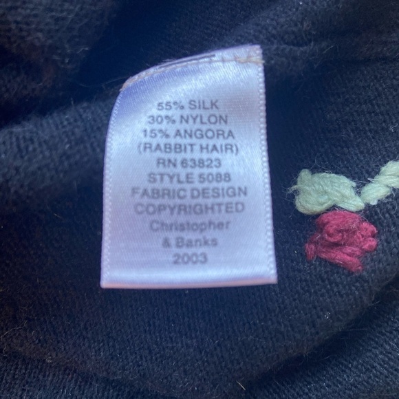 NWT Christopher Banks Angora Silk Sweater Hand Embroidered Feminine Dainty Sz M - Picture 7 of 11